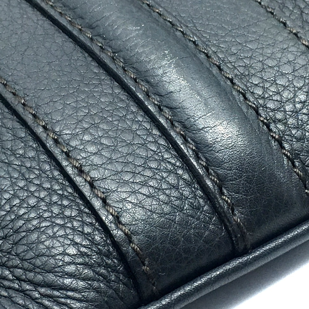 GUCCI 233329 All-Leather Business Bag with No Gusset, A4 Document Storage, Crossbody/Shoulder Bag, Men's, Gray/Dark Gray