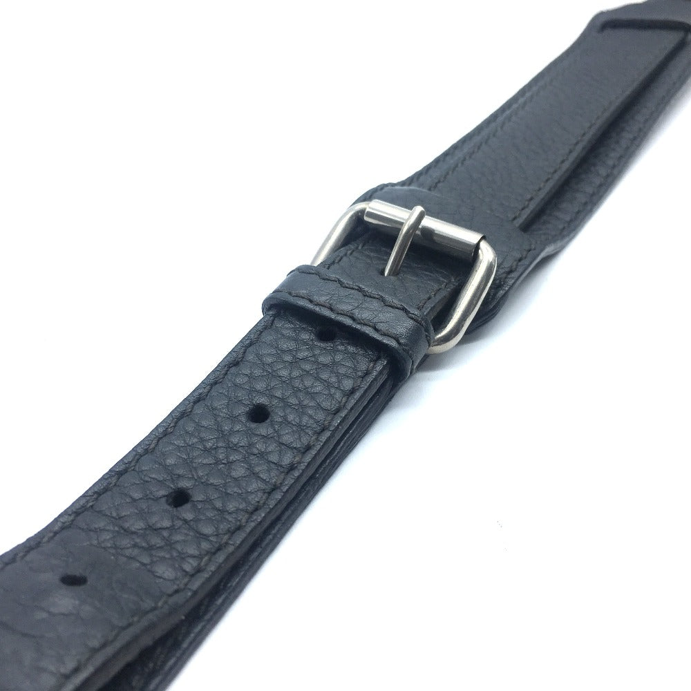 GUCCI 233329 All-Leather Business Bag with No Gusset, A4 Document Storage, Crossbody/Shoulder Bag, Men's, Gray/Dark Gray