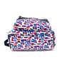 SAINT LAURENT PARIS 326865 Multi-Print Backpack in Leather and Canvas, Men's, White/Red/Blue