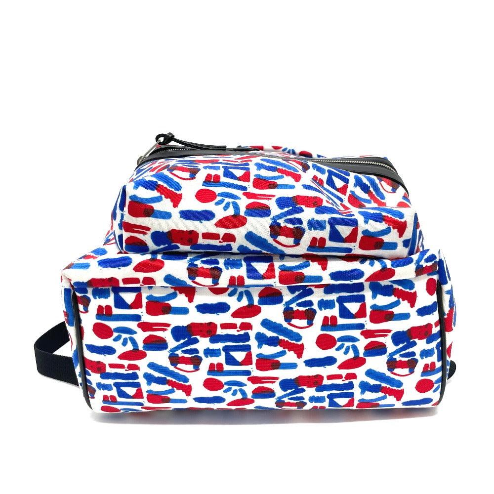SAINT LAURENT PARIS 326865 Multi-Print Backpack in Leather and Canvas, Men's, White/Red/Blue