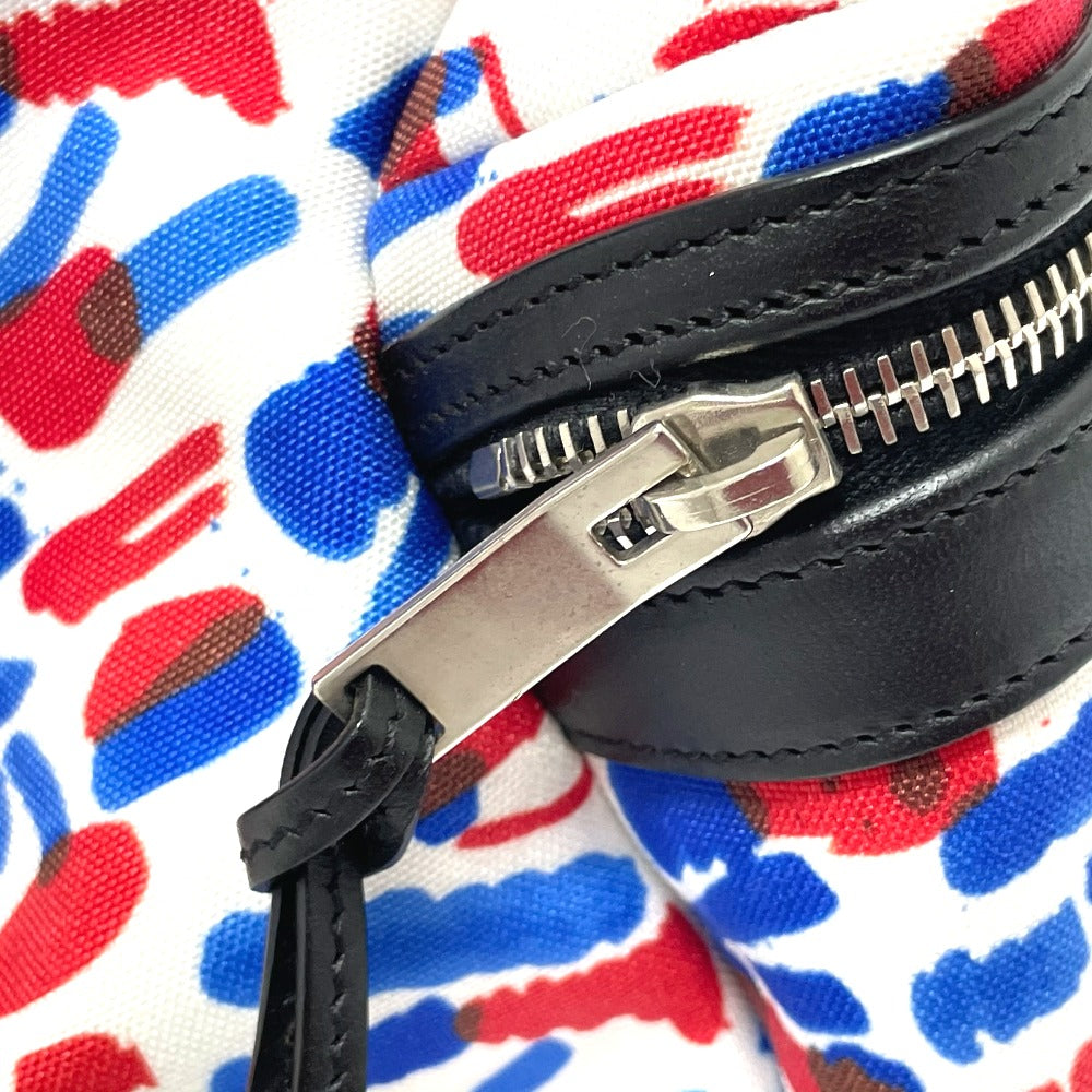 SAINT LAURENT PARIS 326865 Multi-Print Backpack in Leather and Canvas, Men's, White/Red/Blue