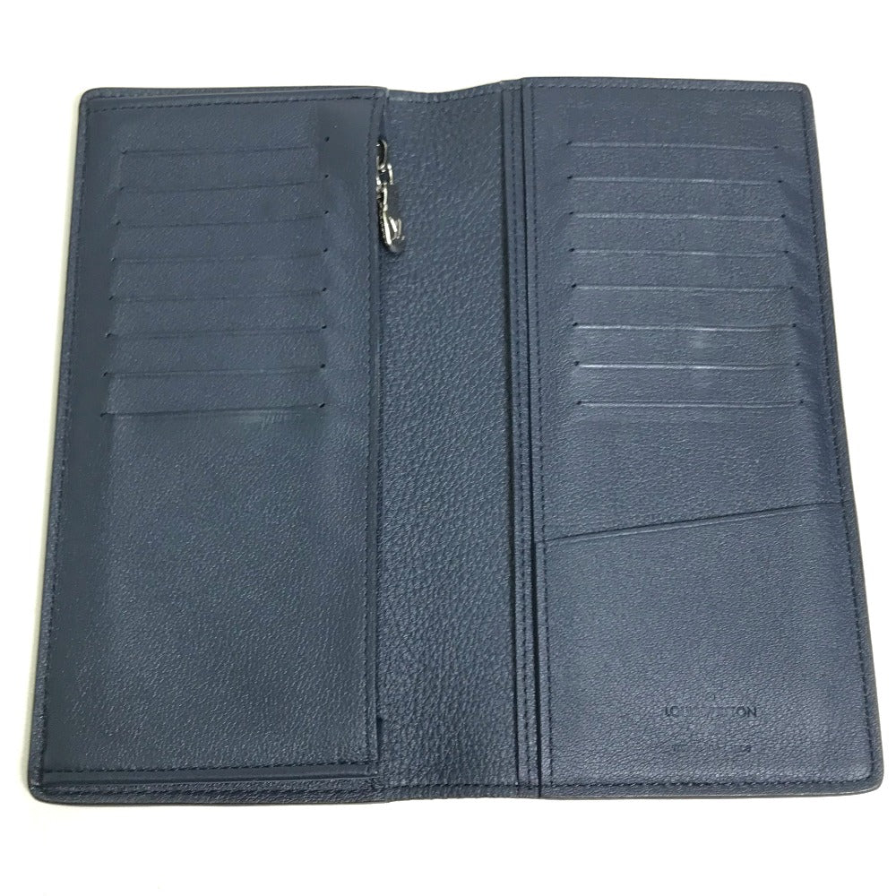 LOUIS VUITTON M58818 Portefeuille Brazza Bifold Long Wallet, Taurillon, Men's, Oceane, Navy