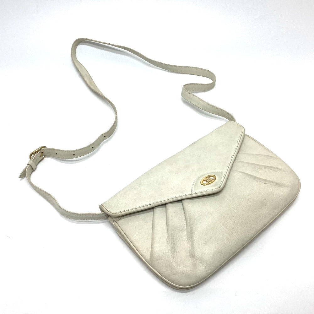 CELINE Macadam Hardware Vintage 2-Way Crossbody Shoulder Bag in White Leather