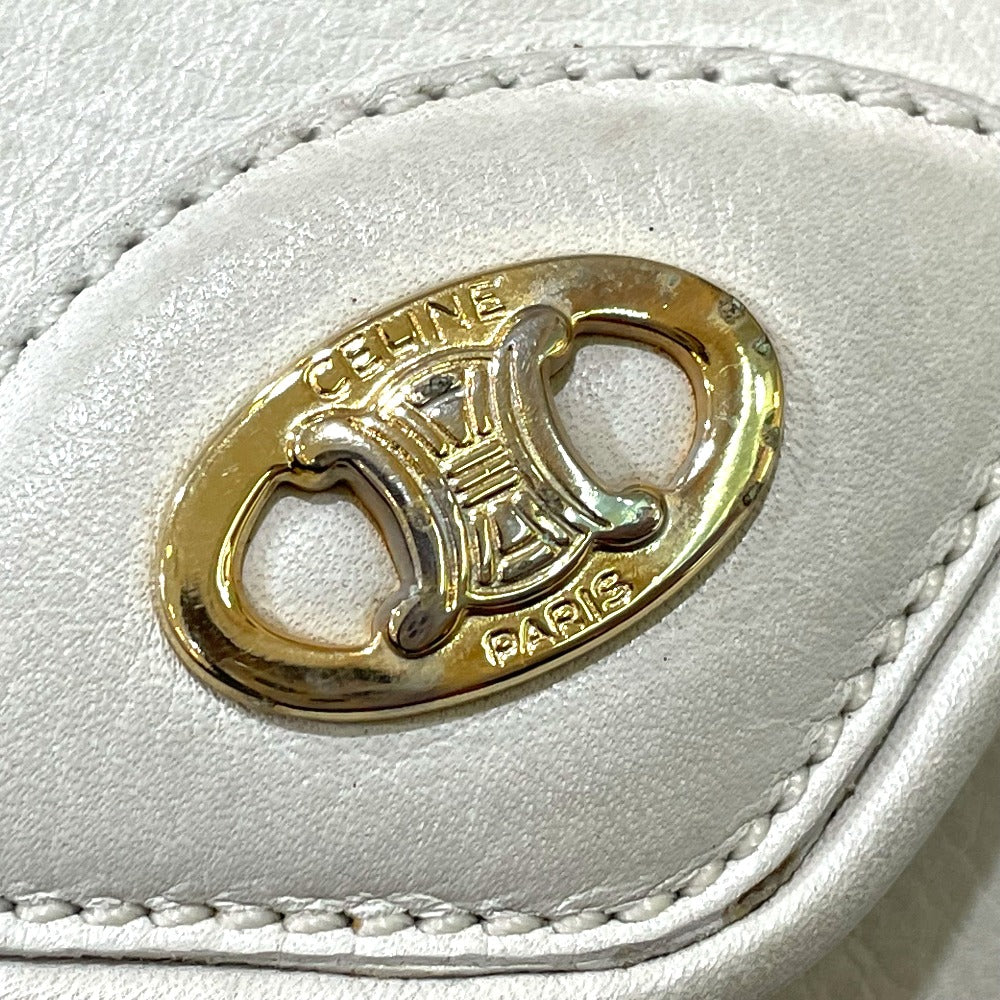 CELINE Macadam Hardware Vintage 2-Way Crossbody Shoulder Bag in White Leather