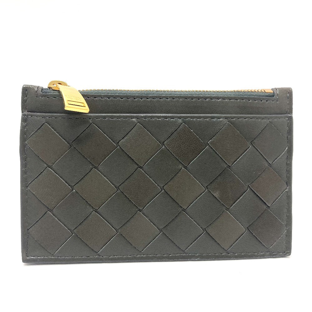 BOTTEGA VENETA イントレチャート キーポーチ 小銭入れ 小物 コインケース レザー ユニセックス カーキ系