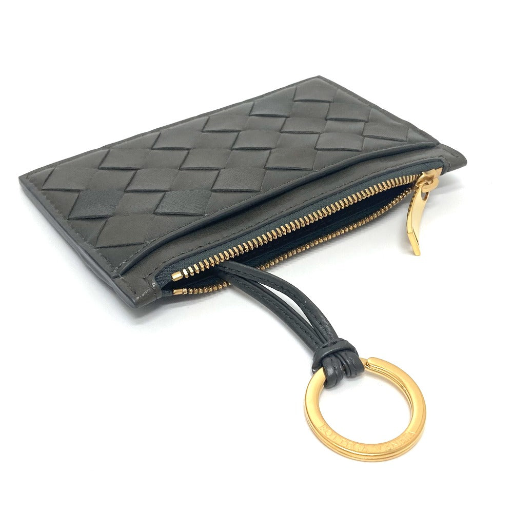BOTTEGA VENETA イントレチャート キーポーチ 小銭入れ 小物 コインケース レザー ユニセックス カーキ系