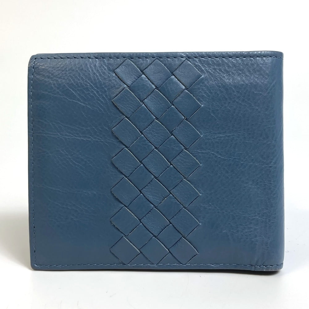 BOTTEGA VENETA Intrecciato Mini Wallet, Mini Bifold Wallet, Leather, Women's, Blue