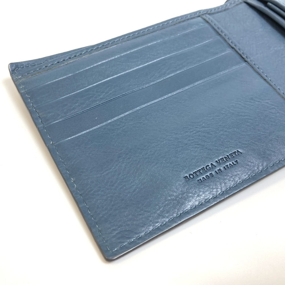 BOTTEGA VENETA Intrecciato Mini Wallet, Mini Bifold Wallet, Leather, Women's, Blue