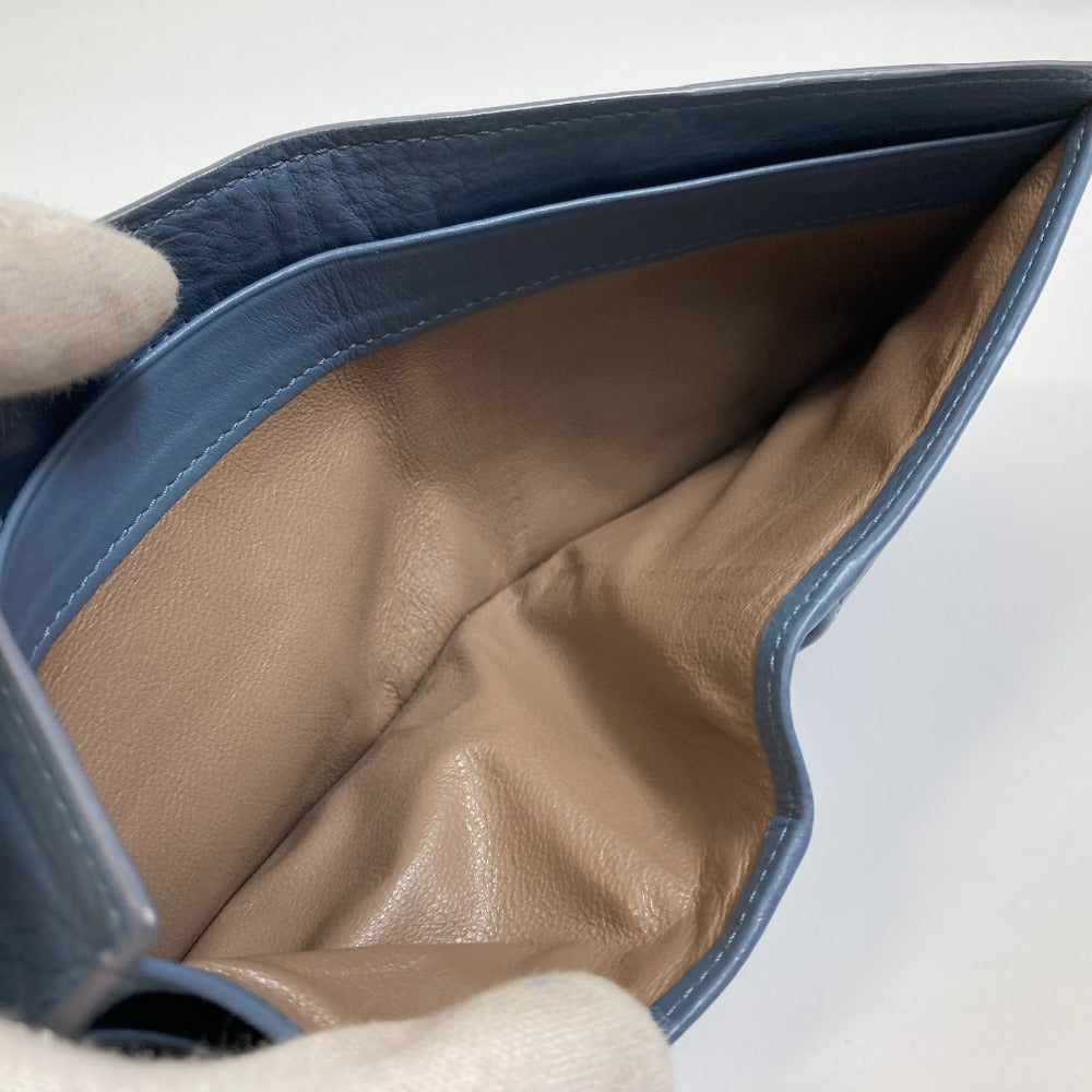 BOTTEGA VENETA Intrecciato Mini Wallet, Mini Bifold Wallet, Leather, Women's, Blue