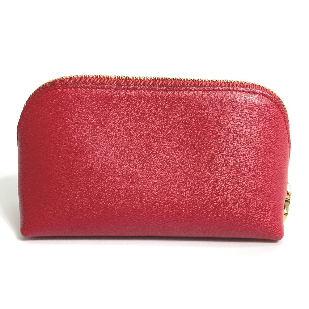 LOEWE Anagram Cosmetic Pouch, Leather, Red, Women's