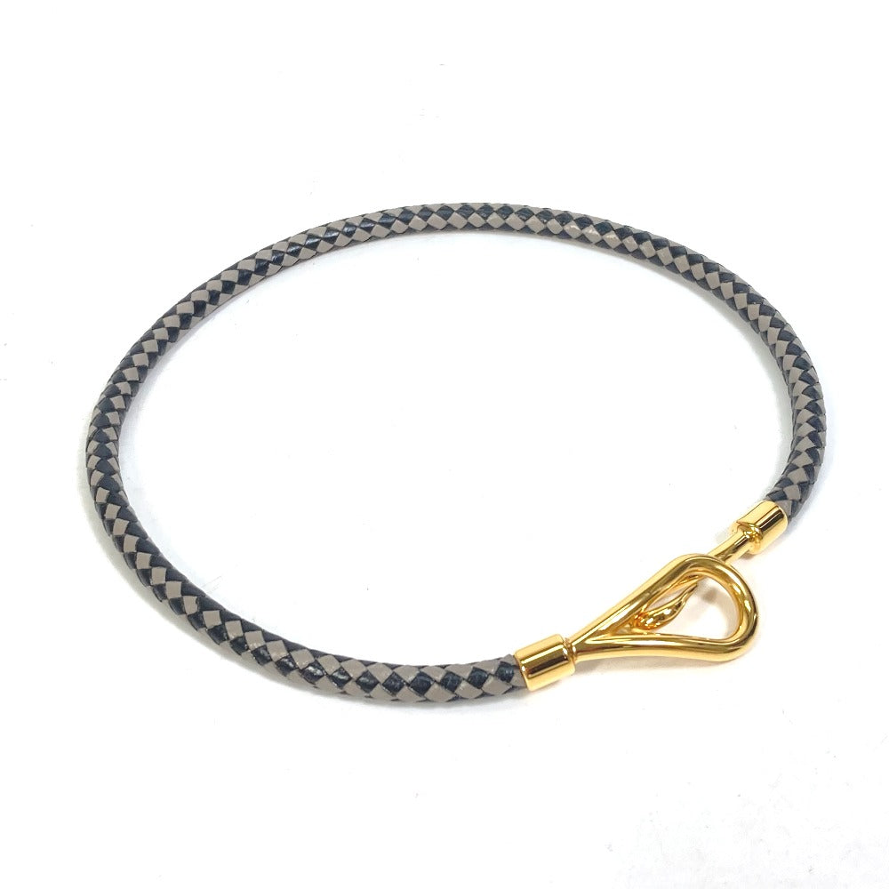 HERMES Jumbo Bracelet, Leather, Women's, Black/Gray