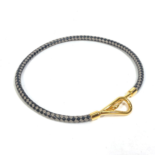 HERMES Jumbo Bracelet, Leather, Women's, Black/Gray