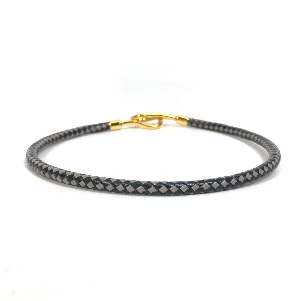 HERMES Jumbo Bracelet, Leather, Women's, Black/Gray