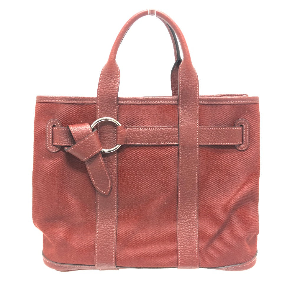 HERMES プティットサンチュ カバン トートバッグ キャンバス/レザー レディース ボルドー
