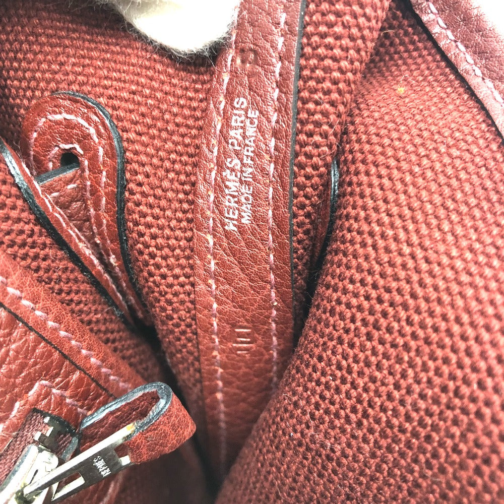HERMES プティットサンチュ カバン トートバッグ キャンバス/レザー レディース ボルドー