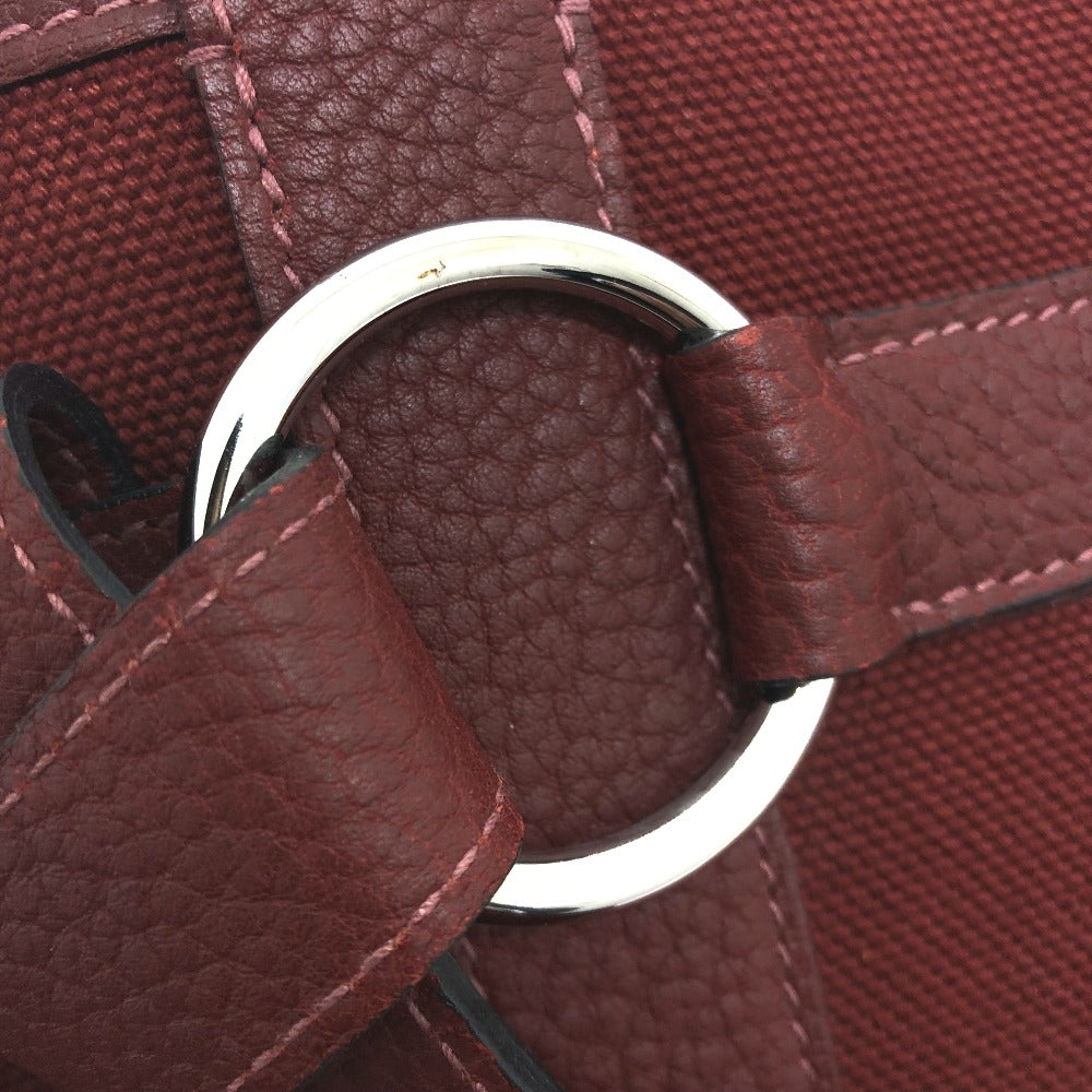 HERMES プティットサンチュ カバン トートバッグ キャンバス/レザー レディース ボルドー