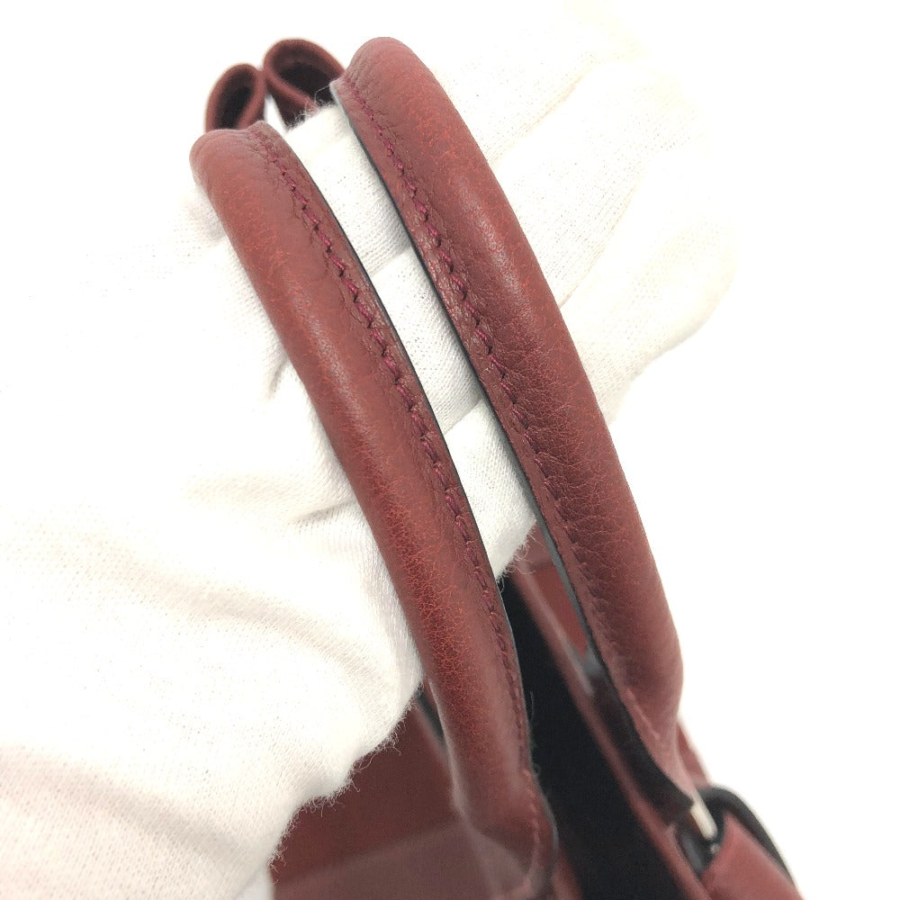 HERMES プティットサンチュ カバン トートバッグ キャンバス/レザー レディース ボルドー