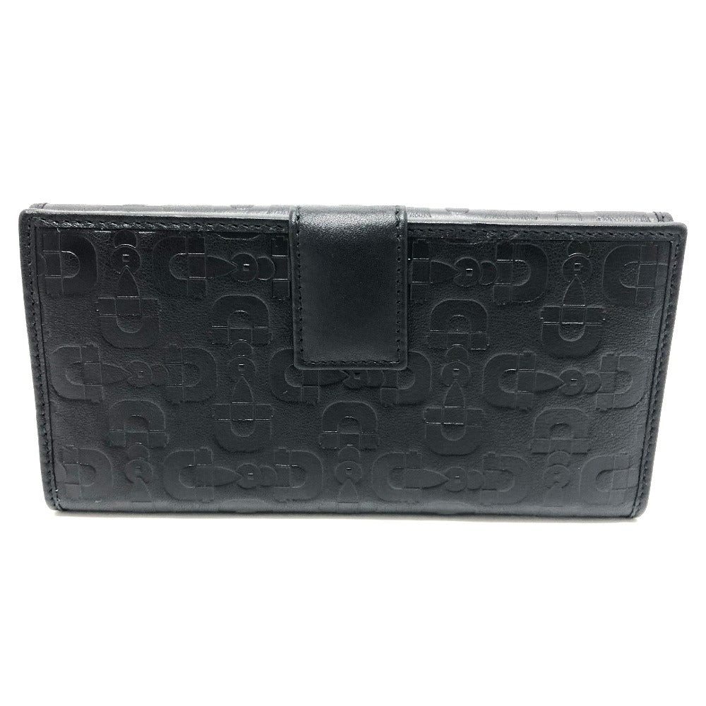 GUCCI 143389 Embossed All-Over Print Bifold Long Wallet Leather Women's Black