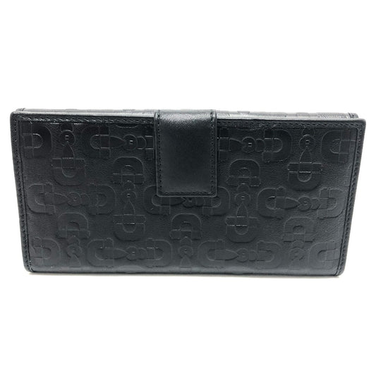 GUCCI 143389 Embossed All-Over Print Bifold Long Wallet Leather Women's Black