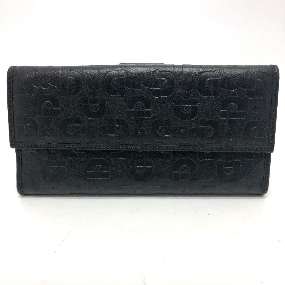 GUCCI 143389 Embossed All-Over Print Bifold Long Wallet Leather Women's Black