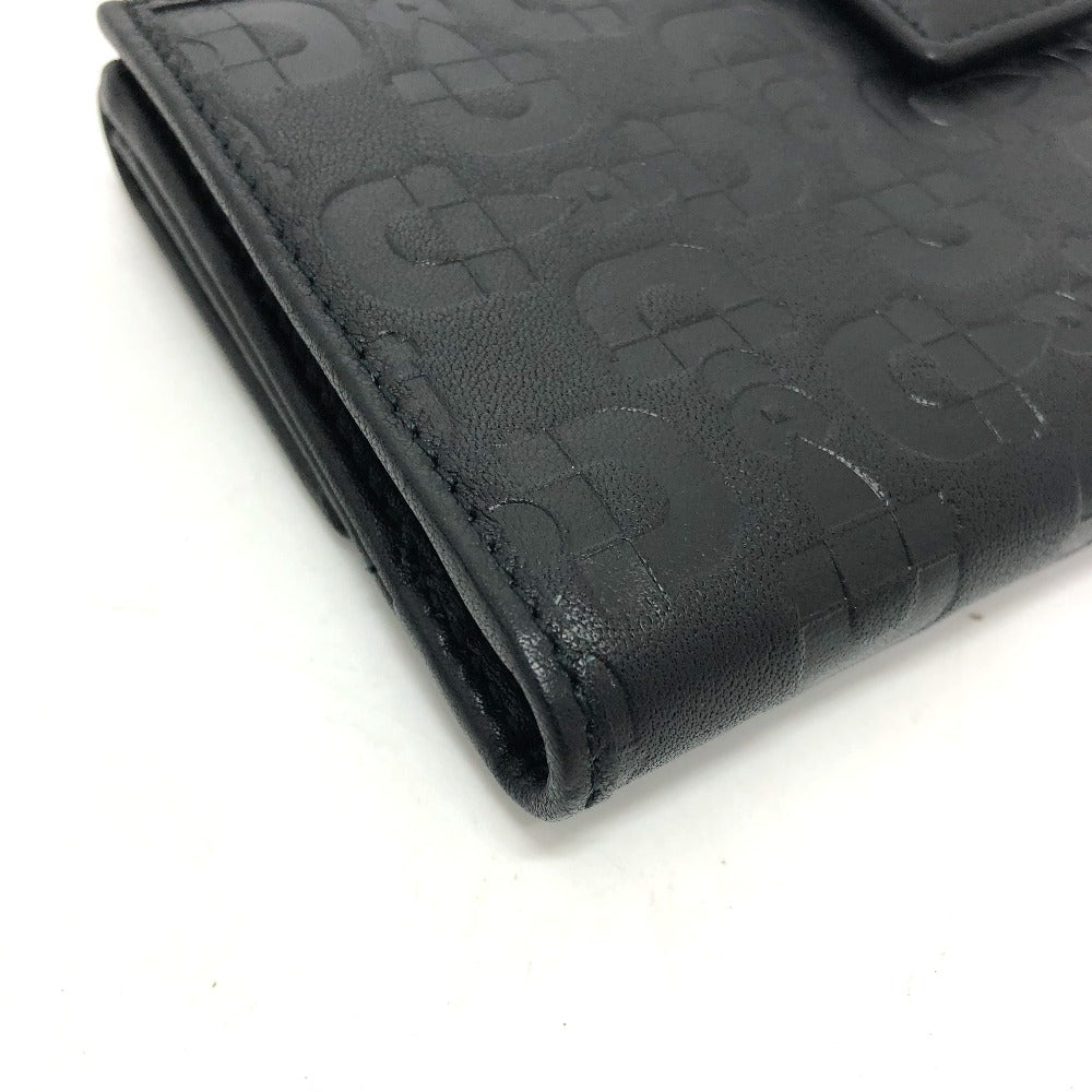 GUCCI 143389 Embossed All-Over Print Bifold Long Wallet Leather Women's Black