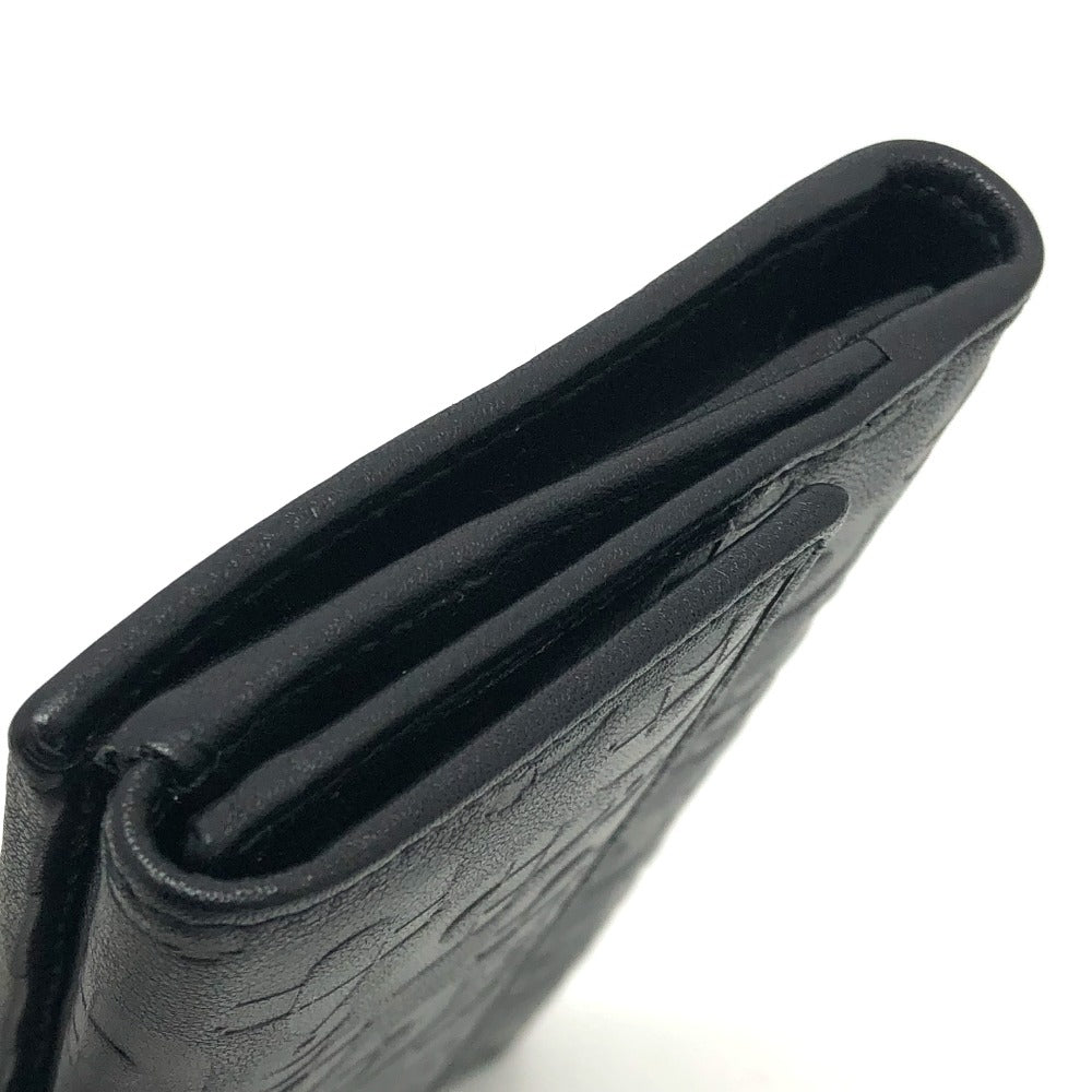 GUCCI 143389 Embossed All-Over Print Bifold Long Wallet Leather Women's Black