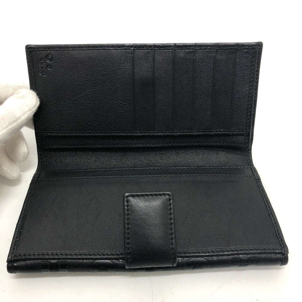 GUCCI 143389 Embossed All-Over Print Bifold Long Wallet Leather Women's Black