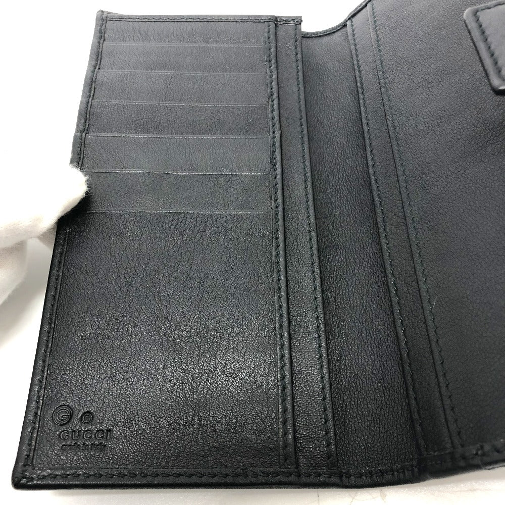 GUCCI 143389 Embossed All-Over Print Bifold Long Wallet Leather Women's Black
