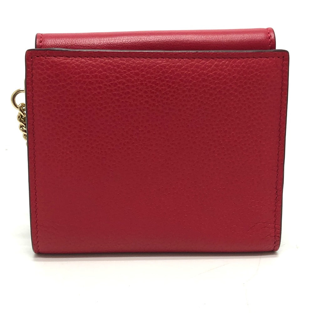 Chloe チェーン コンパクト ウォレット 2つ折り財布 レザー レディース レッド