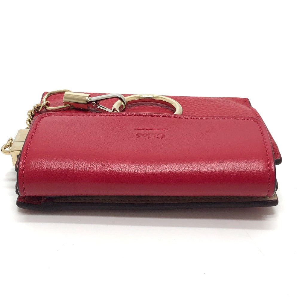 Chloe チェーン コンパクト ウォレット 2つ折り財布 レザー レディース レッド