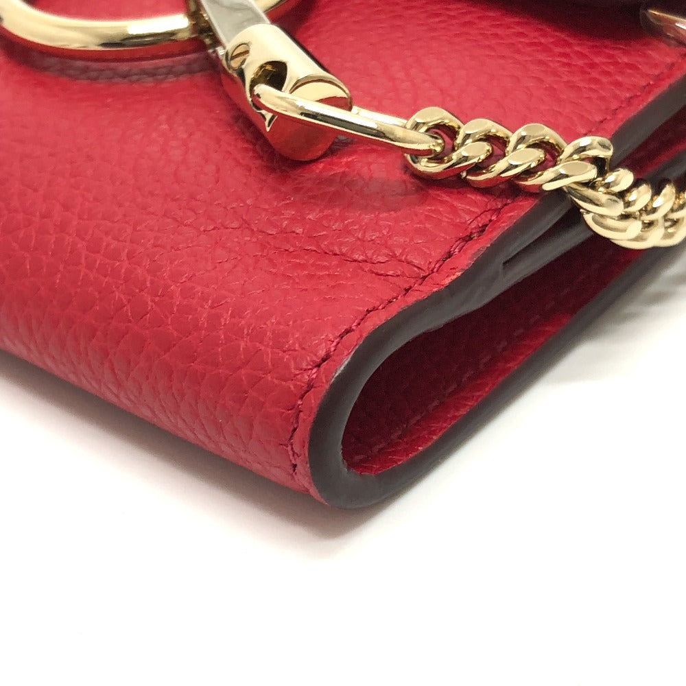 Chloe チェーン コンパクト ウォレット 2つ折り財布 レザー レディース レッド