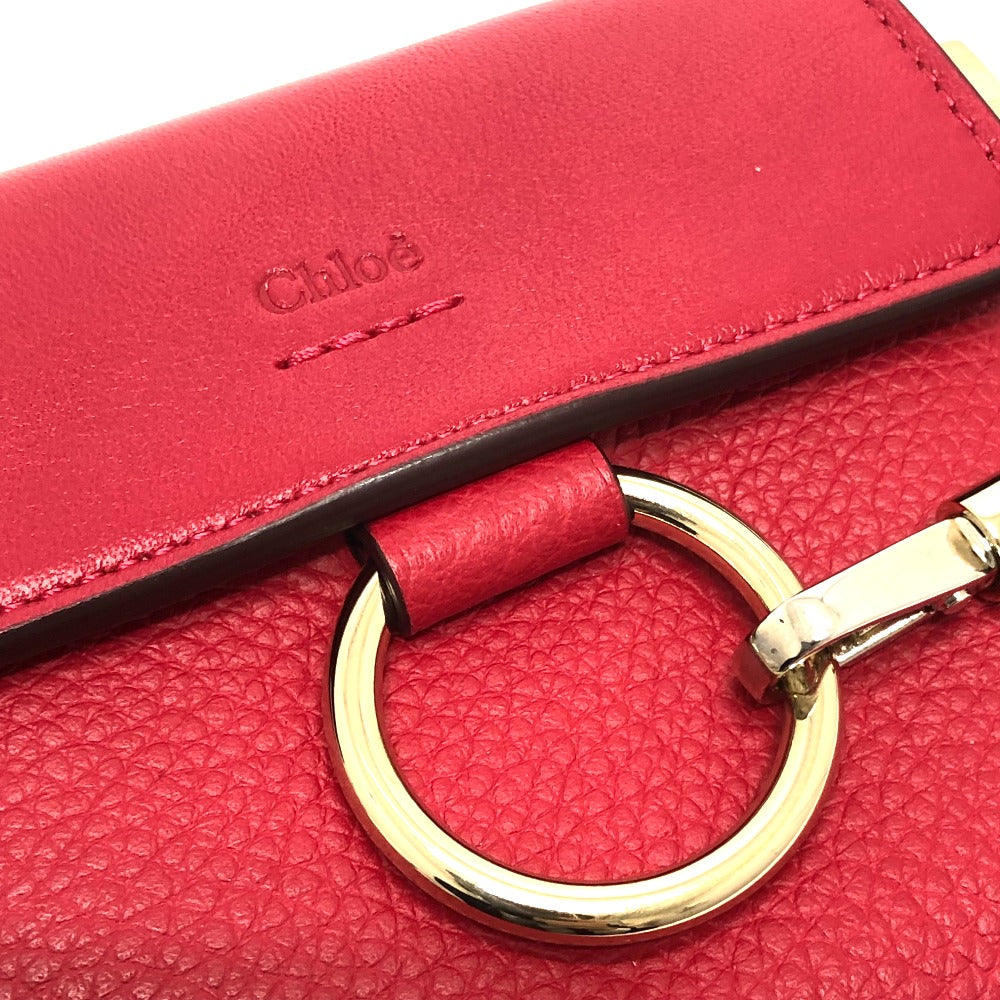Chloe チェーン コンパクト ウォレット 2つ折り財布 レザー レディース レッド