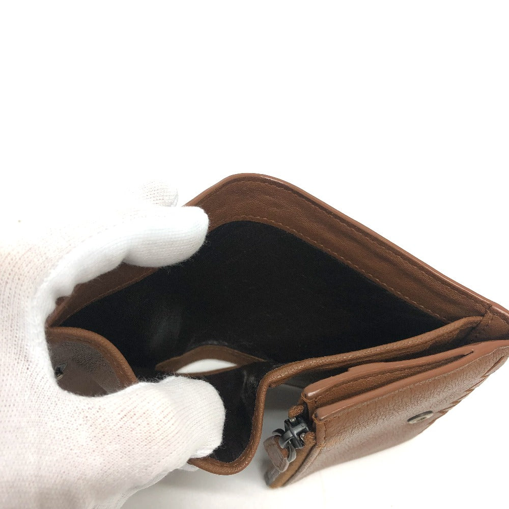 BOTTEGA VENETA イントレチャート コンパクトウォレット サイフ 3つ折り財布 レザー レディース ブラウン
