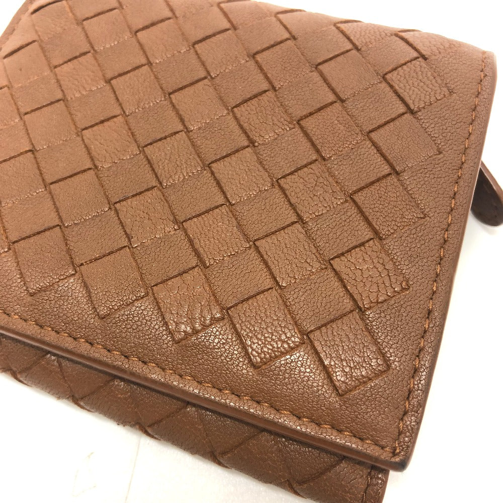 BOTTEGA VENETA イントレチャート コンパクトウォレット サイフ 3つ折り財布 レザー レディース ブラウン