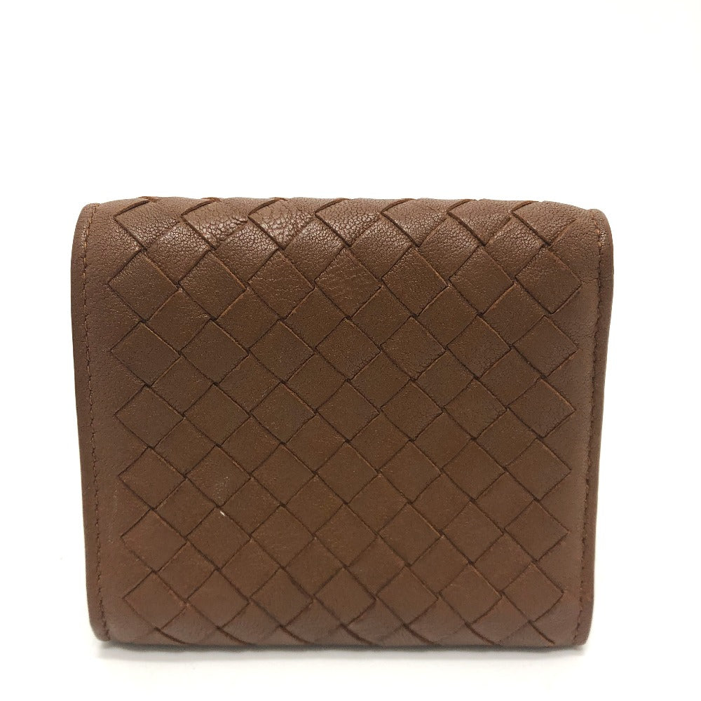 BOTTEGA VENETA イントレチャート コンパクトウォレット サイフ 3つ折り財布 レザー レディース ブラウン