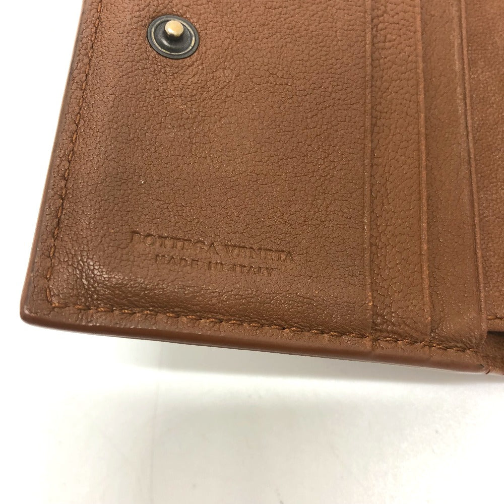 BOTTEGA VENETA イントレチャート コンパクトウォレット サイフ 3つ折り財布 レザー レディース ブラウン