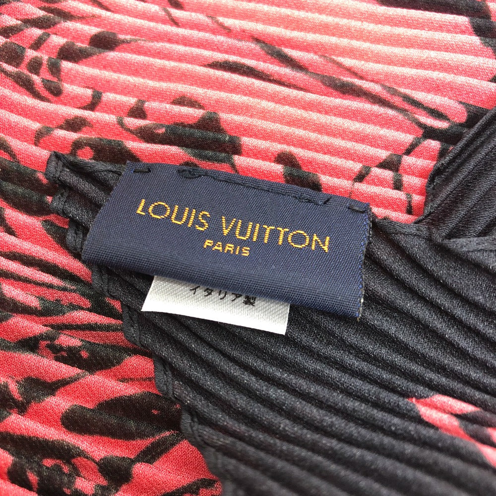 LOUIS VUITTON MP2279 ファッション小物 フローラルスタンプ ジャイアントプリーツ スカーフ シルク レディース ブラック