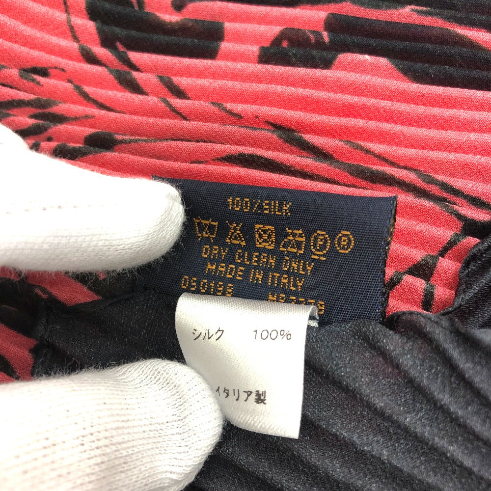 LOUIS VUITTON MP2279 ファッション小物 フローラルスタンプ ジャイアントプリーツ スカーフ シルク レディース ブラック