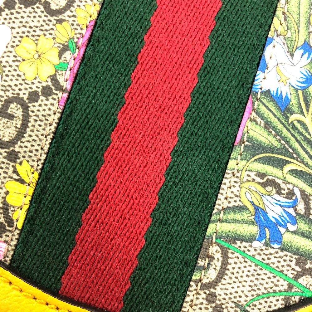 GUCCI 550618 GG Flora Webbing Line Shoulder Bag in GG Supreme Canvas, Yellow
