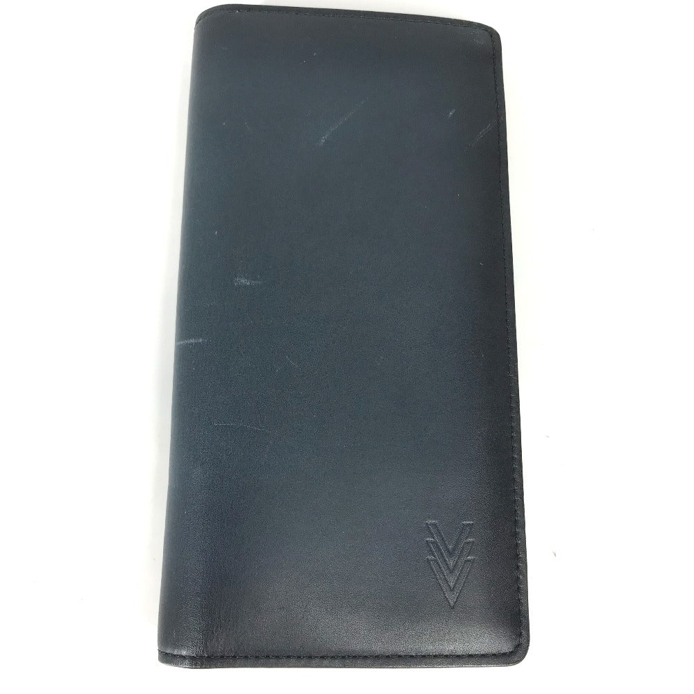 LOUIS VUITTON M41899 Cuir Ombre Portefeuille Brazza Long Wallet, Bifold Leather, Men's, Navy