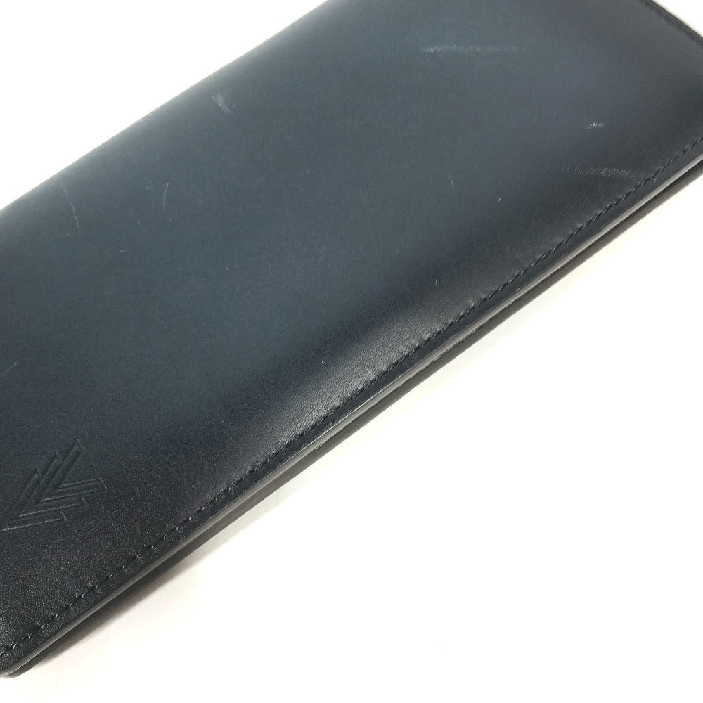 LOUIS VUITTON M41899 Cuir Ombre Portefeuille Brazza Long Wallet, Bifold Leather, Men's, Navy