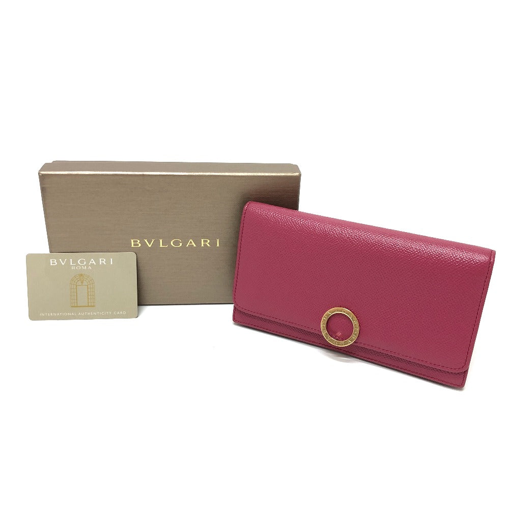 BVLGARI Logo Clip Long Wallet, Leather, Women's, Pink