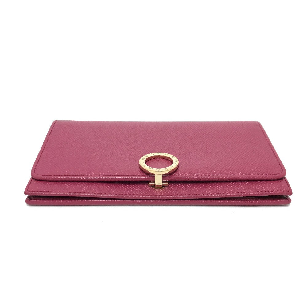 BVLGARI Logo Clip Long Wallet, Leather, Women's, Pink