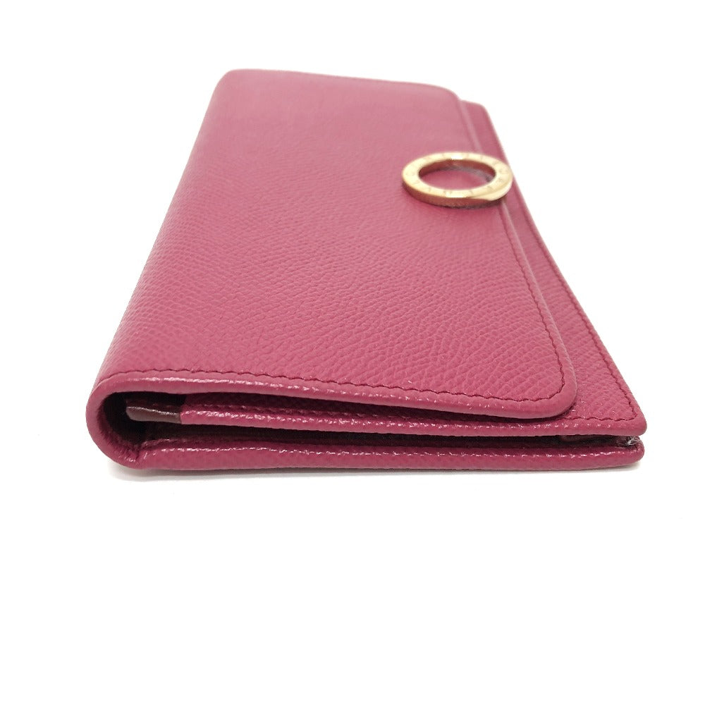 BVLGARI Logo Clip Long Wallet, Leather, Women's, Pink