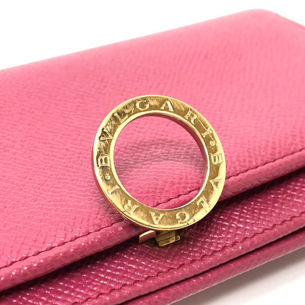 BVLGARI Logo Clip Long Wallet, Leather, Women's, Pink