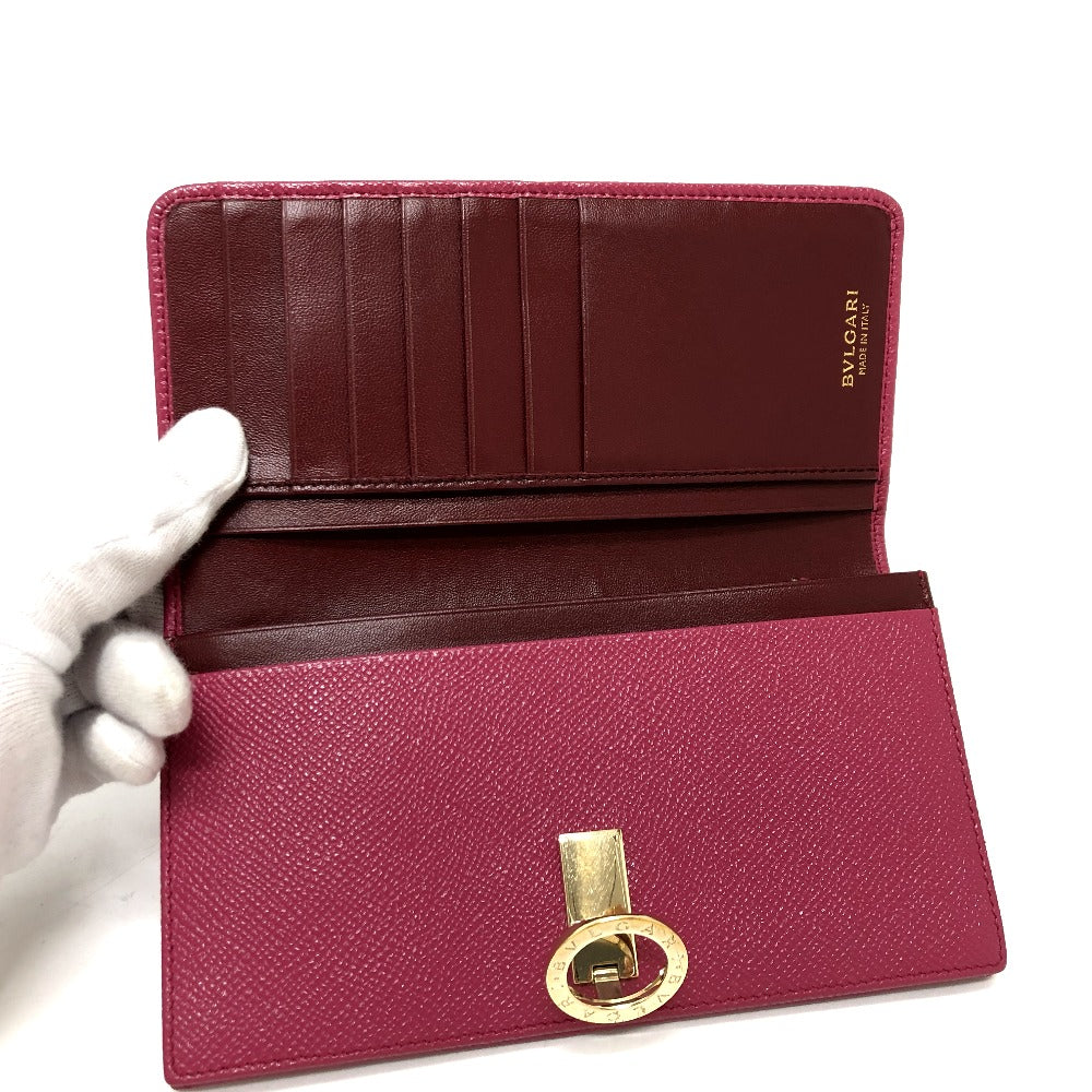 BVLGARI Logo Clip Long Wallet, Leather, Women's, Pink