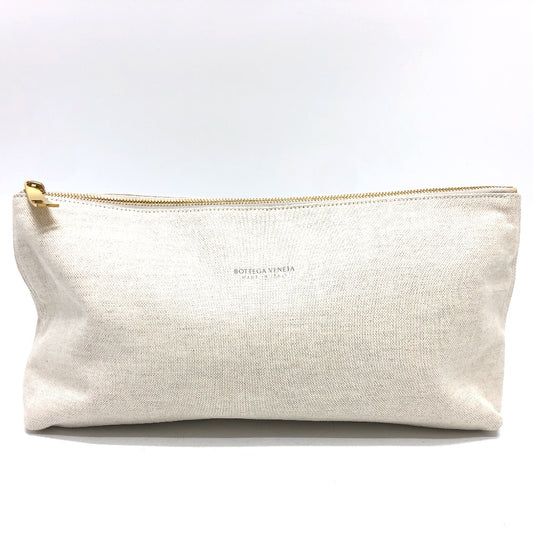 BOTTEGA VENETA ロゴ ポーチ セカンドバッグ キャンバス レディース ベージュ