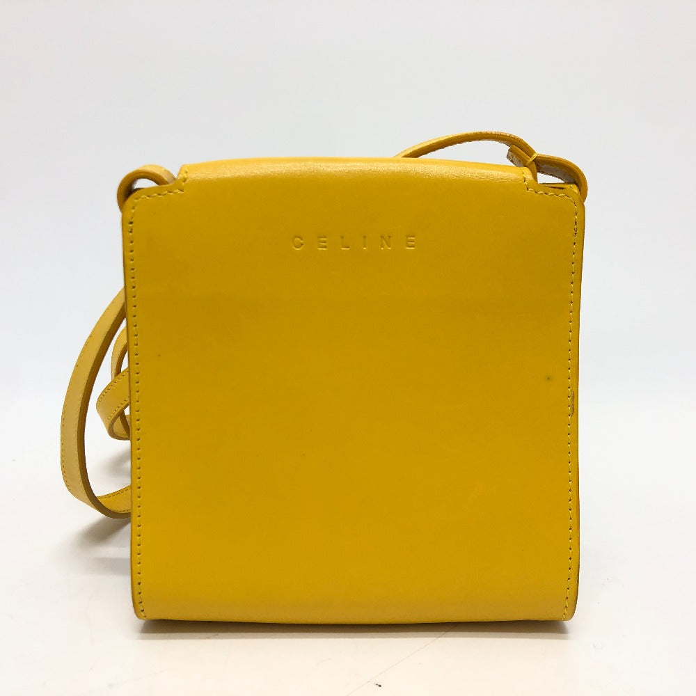 CELINE flour Pochette Shoulder Bag Leather/Canvas Yellow / Beige/SilverHardware Used