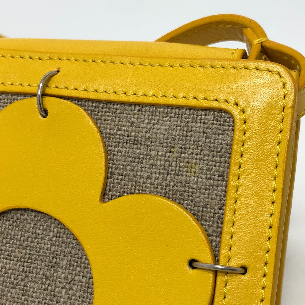 CELINE flour Pochette Shoulder Bag Leather/Canvas Yellow / Beige/SilverHardware Used