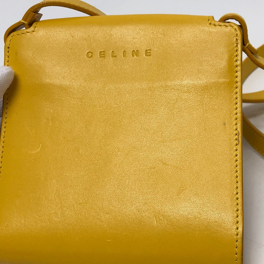 CELINE flour Pochette Shoulder Bag Leather/Canvas Yellow / Beige/SilverHardware Used